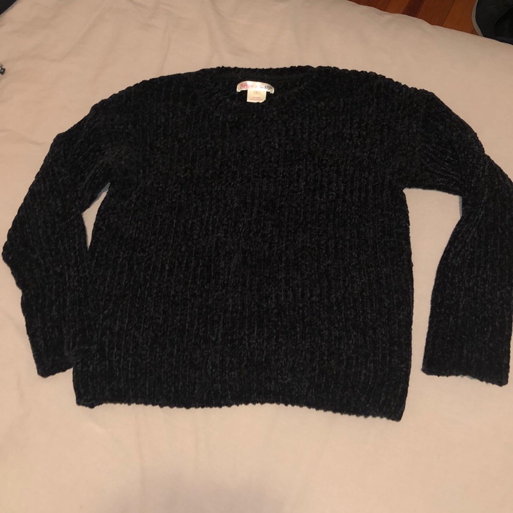 Ragdoll & Rockets girls black velour sweater - L